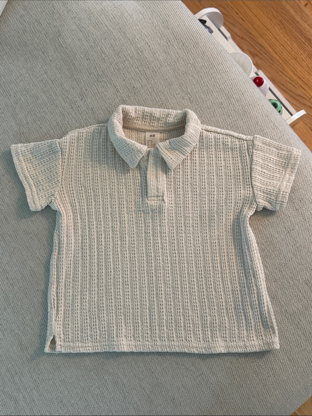 H&M Cream Textured Knit Polo Top for Kids